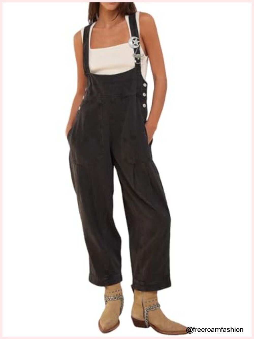 Baggy Barrel Jeans Denim Bib Overalls Suspender Strap Jumpsuit Patchwork Cargo